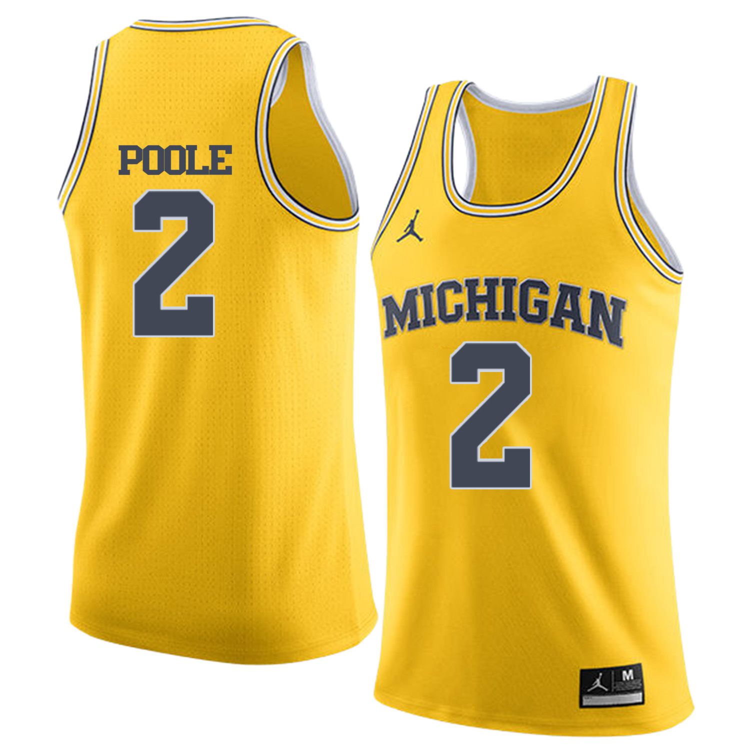 Men Jordan University of Michigan Basketball Yellow #2 Poole Customized NCAA Jerseys